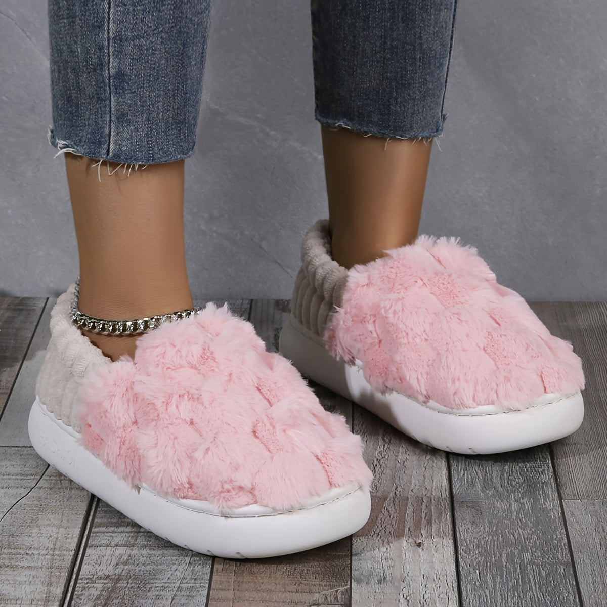 CozySlip | Warme geruite pantoffels voor dames - pluche gevoerd Slip-On Casual huisschoenen voor binnen