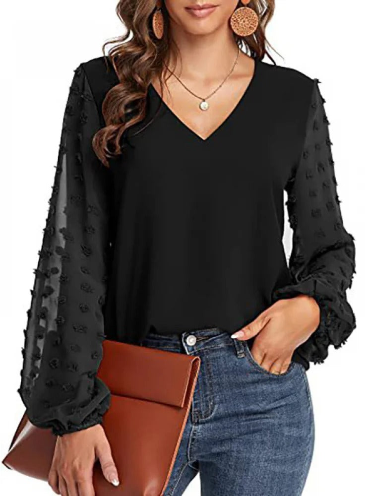 Amelie - V-hals Chiffon Blouse