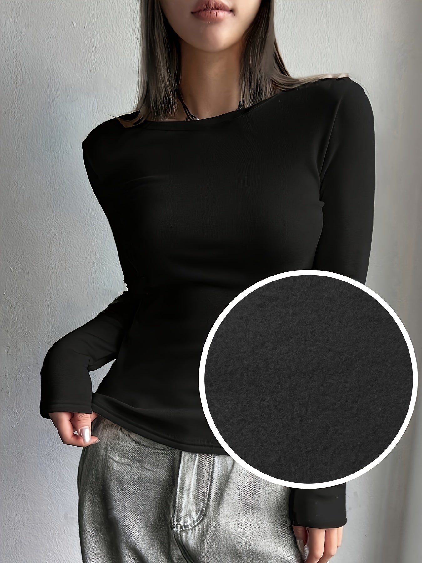 Valeria | Thermische gebreide slim fit-top voor dames, met fleece gevoerde warme basislaag, winter-top met lange mouwen