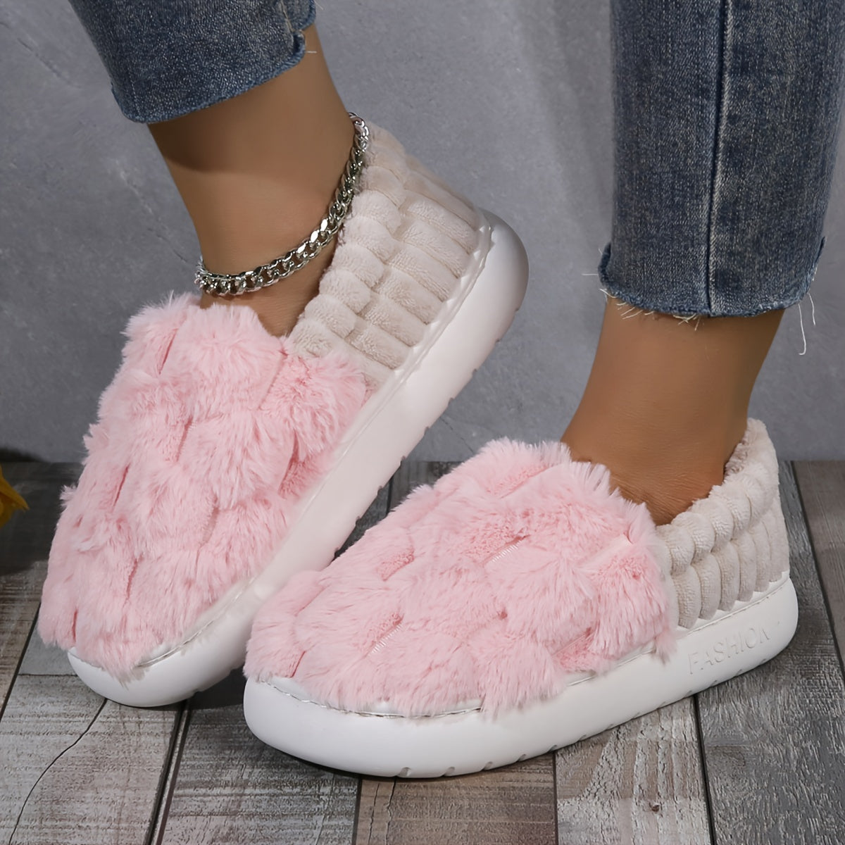 CozySlip | Warme geruite pantoffels voor dames - pluche gevoerd Slip-On Casual huisschoenen voor binnen