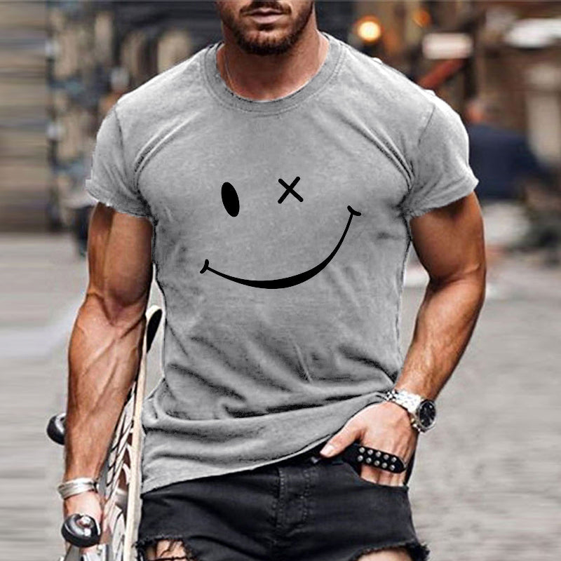 Gio | Vintage smiley opdruk korte mouwen T-shirt