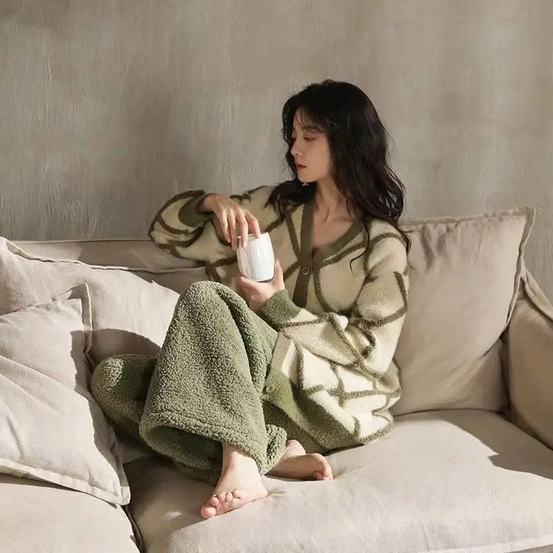 Marnie | Knusse oversized pyjamaset voor dames - Zachte, warme loungebroeken voor ontspannen avonden