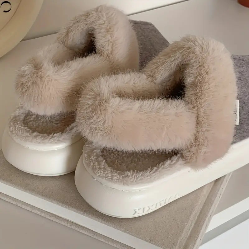 FluffSteps | Warme bontslippers voor dames in de winter - Gezellige huisschoenen voor binnen, antislipzool