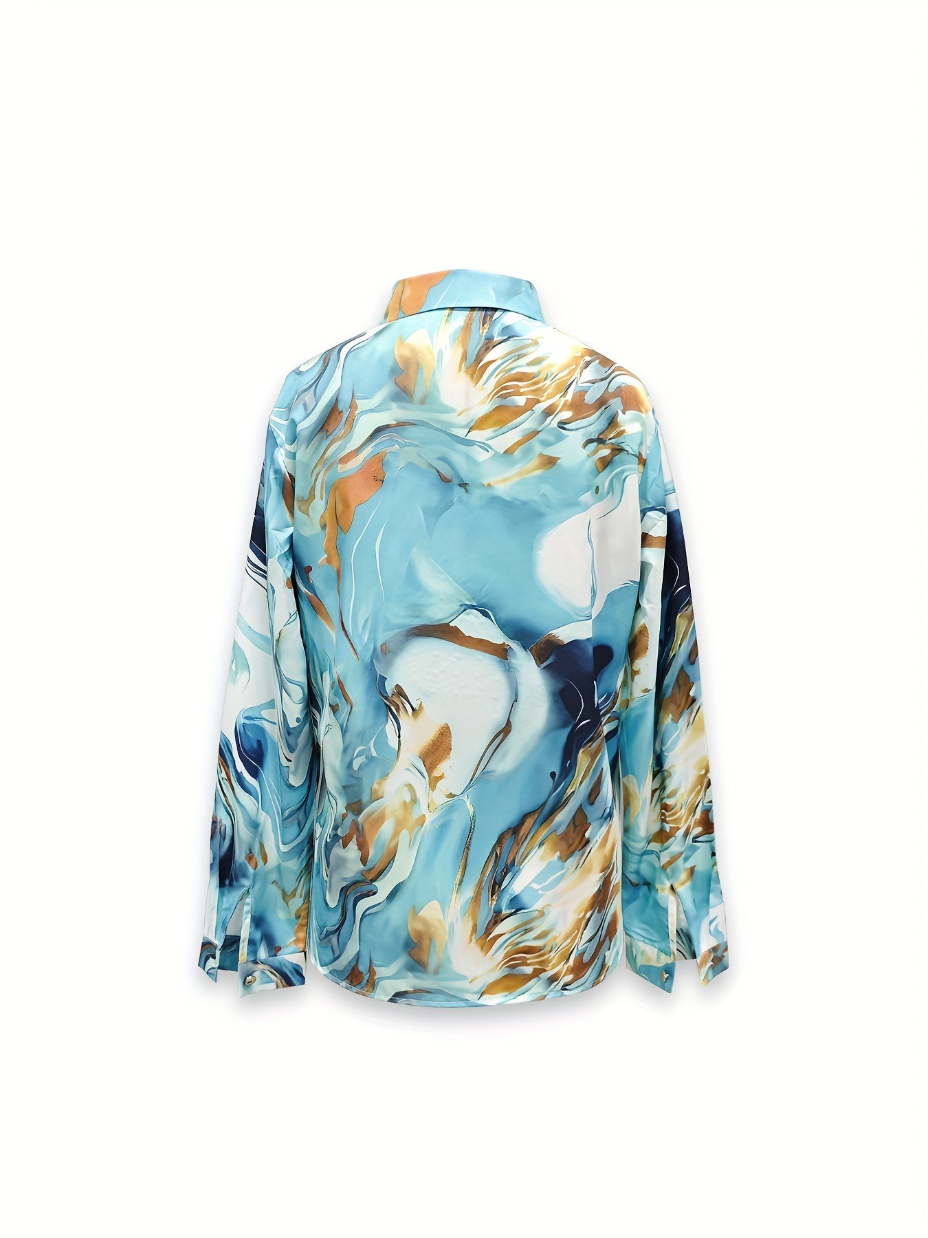 Elida | Elegante Abstracte Print Kapselkraag Lange Mouwen Blouse voor Vrouwen - Doorknoop mode top