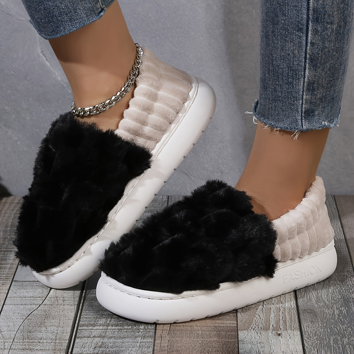 CozySlip | Warme geruite pantoffels voor dames - pluche gevoerd Slip-On Casual huisschoenen voor binnen