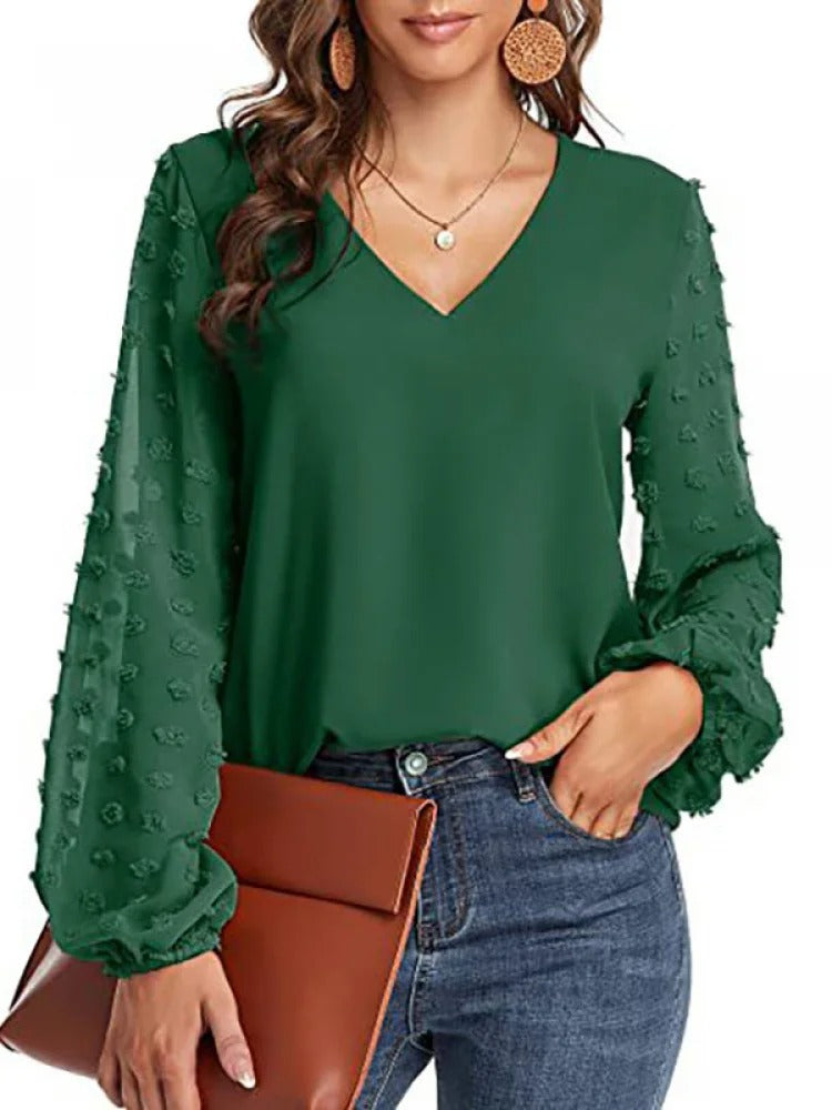 Amelie - V-hals Chiffon Blouse