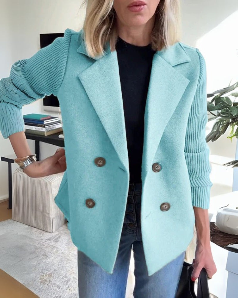 Vaida | Casual Blazer voor dames met gebreide mouwen - Elegant, zacht & stijlvol jasje