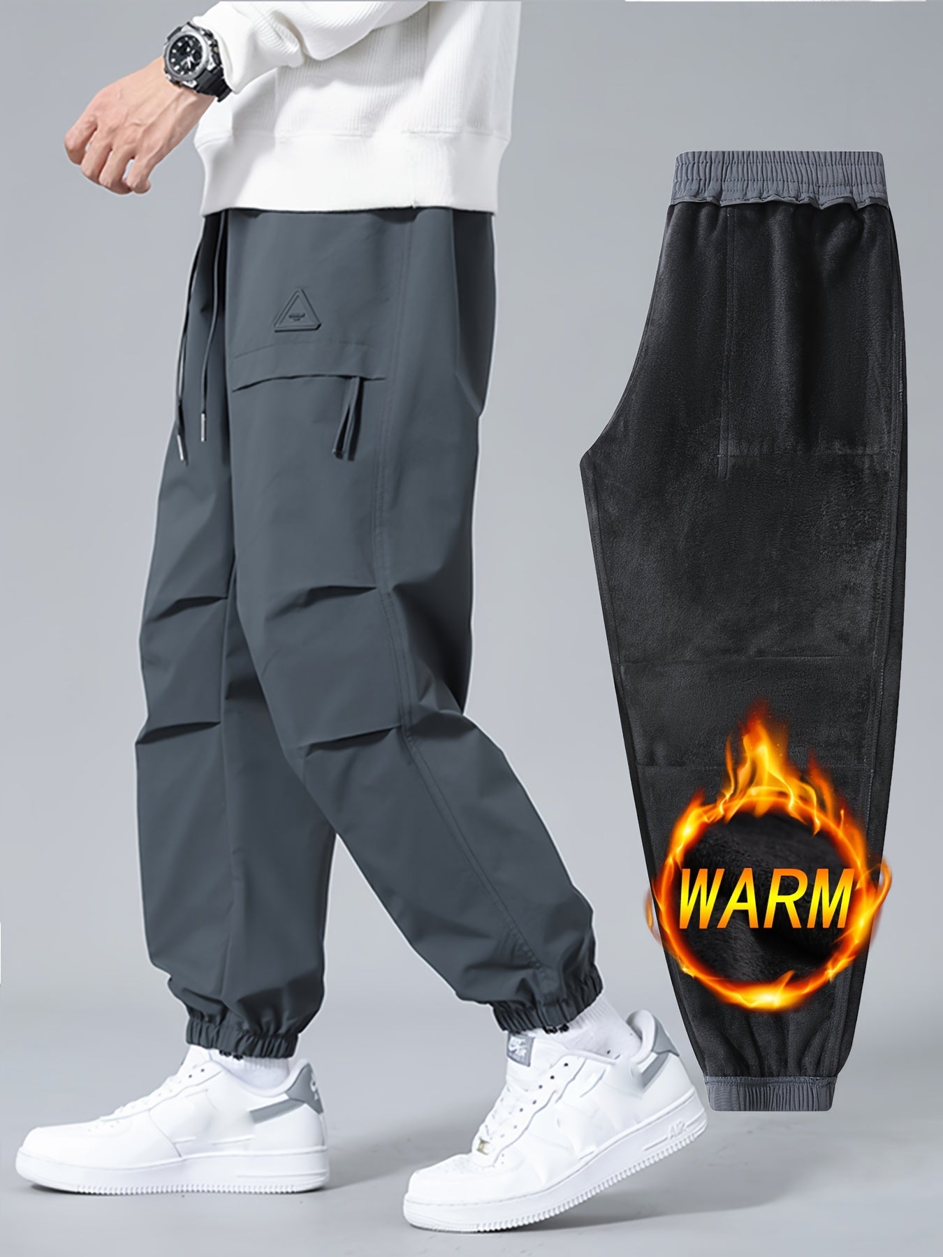 Alessandro | Heren winter warm-up broek, Casual losse pasvorm wijde pijpen, sportkleding met zakken