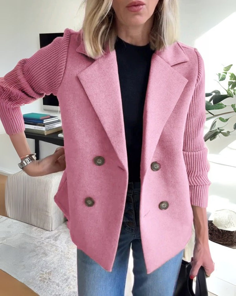 Vaida | Casual Blazer voor dames met gebreide mouwen - Elegant, zacht & stijlvol jasje