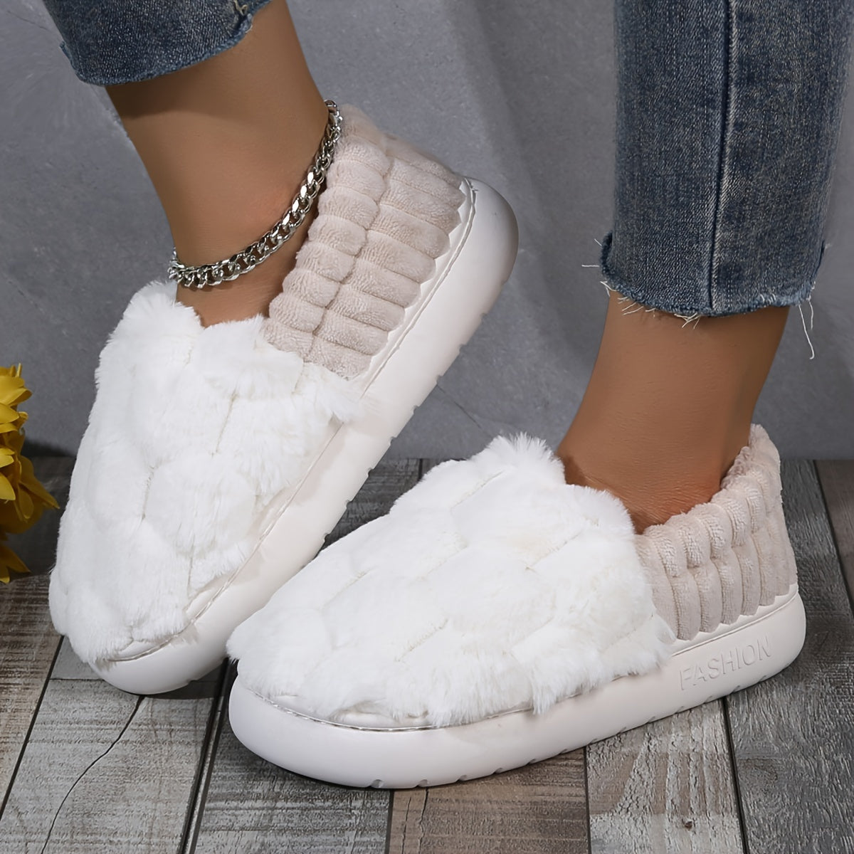 CozySlip | Warme geruite pantoffels voor dames - pluche gevoerd Slip-On Casual huisschoenen voor binnen