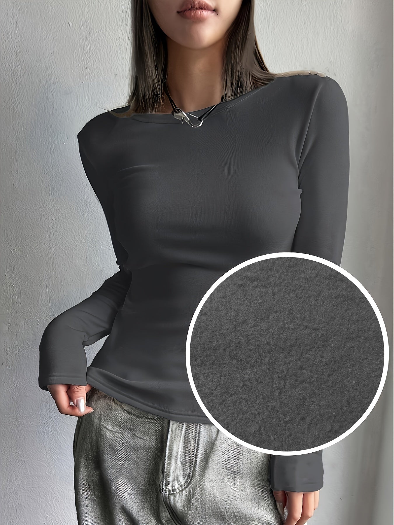 Valeria | Thermische gebreide slim fit-top voor dames, met fleece gevoerde warme basislaag, winter-top met lange mouwen