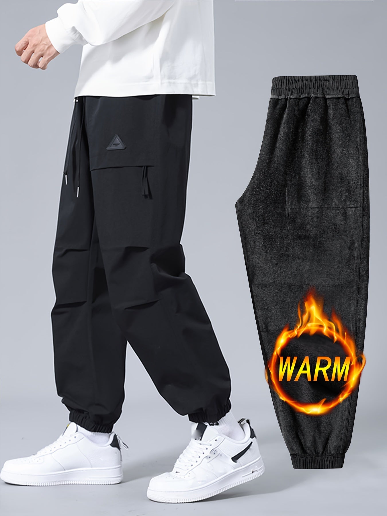 Alessandro | Heren winter warm-up broek, Casual losse pasvorm wijde pijpen, sportkleding met zakken