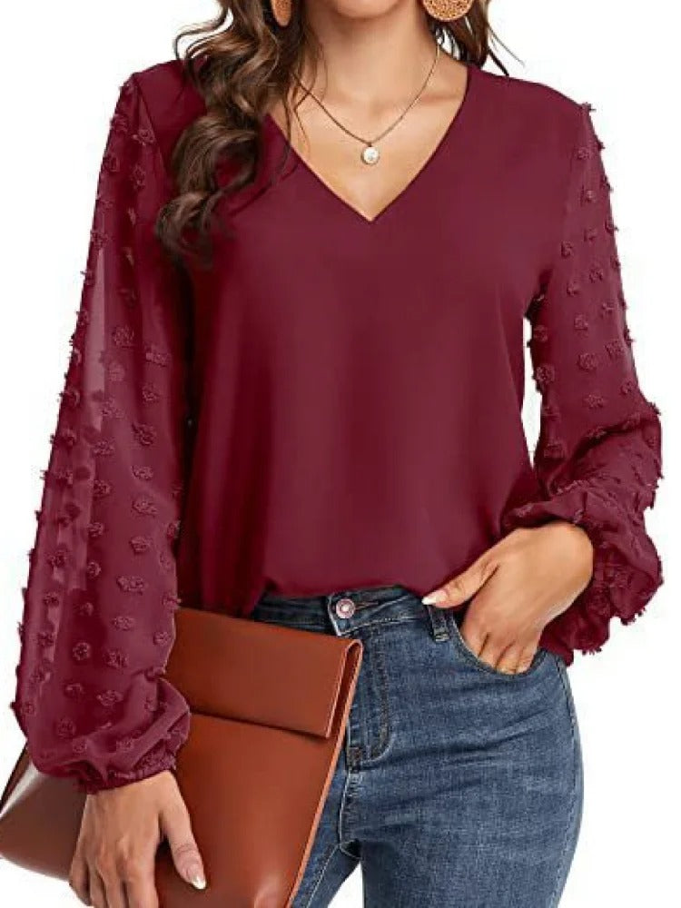 Amelie - V-hals Chiffon Blouse