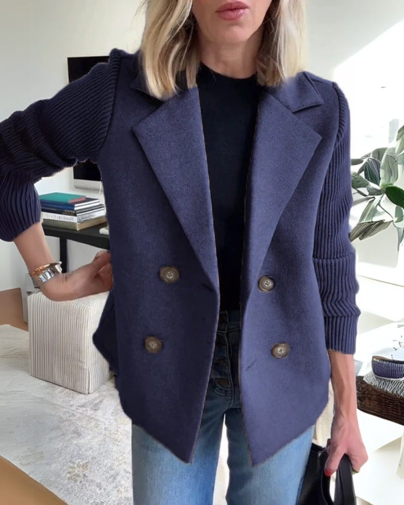 Vaida | Casual Blazer voor dames met gebreide mouwen - Elegant, zacht & stijlvol jasje