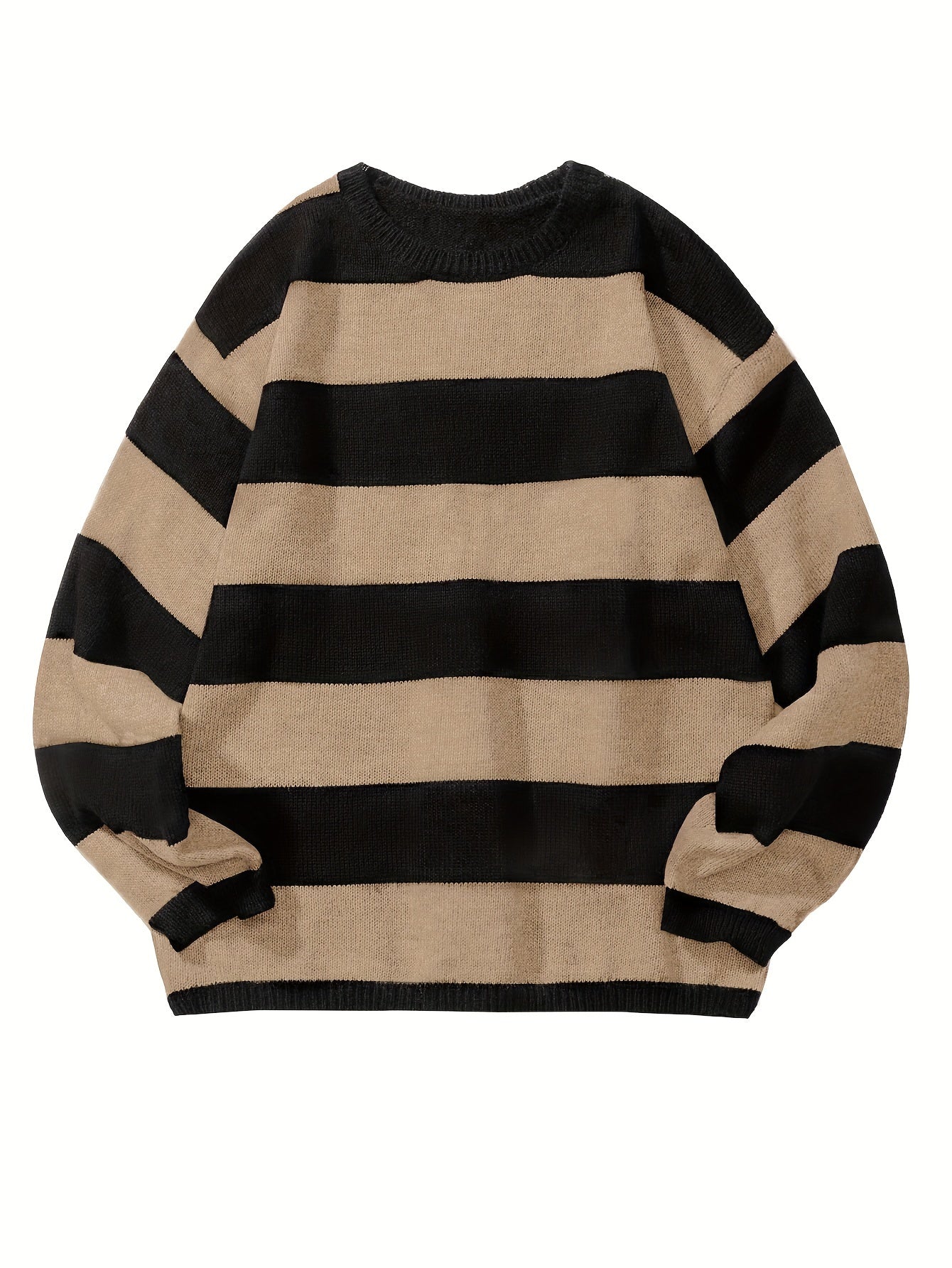 Diogo | Heren Preppy Retro Gestreepte Gebreide Trui, Casual Warme Stretch Crew Hals Pullover