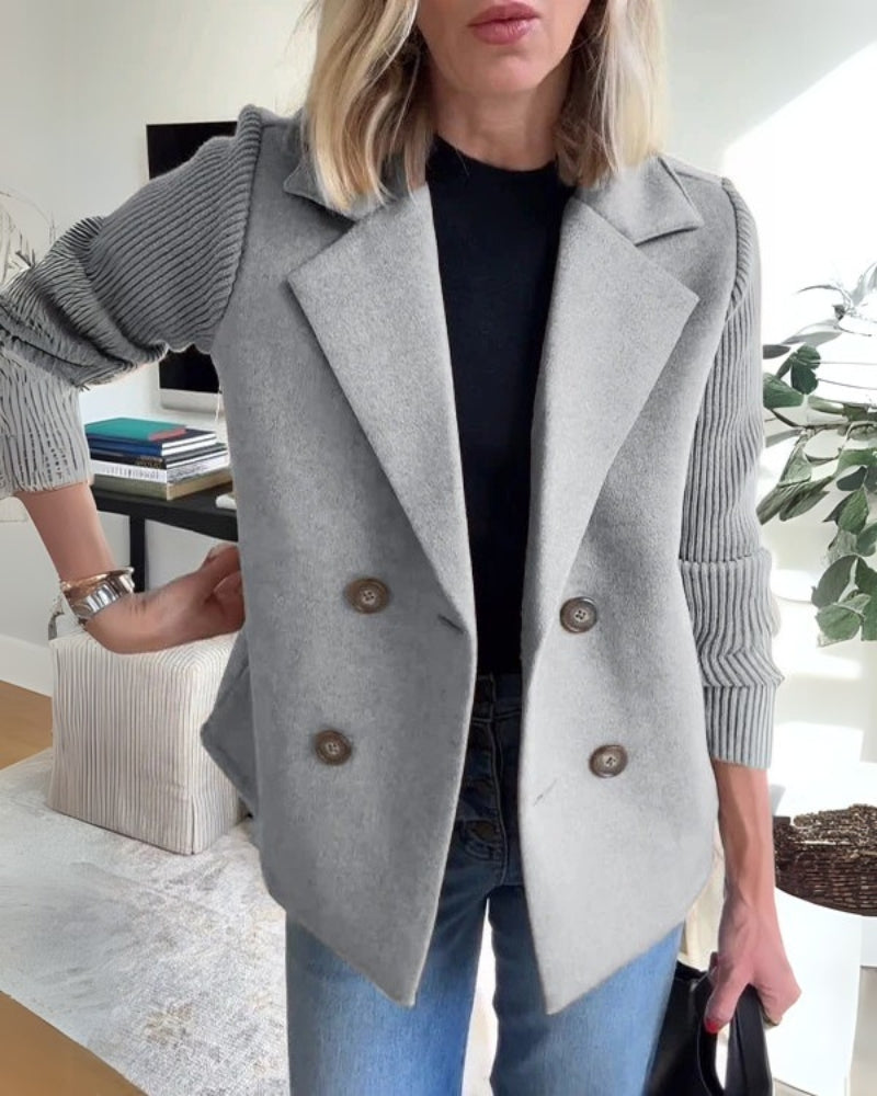 Vaida | Casual Blazer voor dames met gebreide mouwen - Elegant, zacht & stijlvol jasje