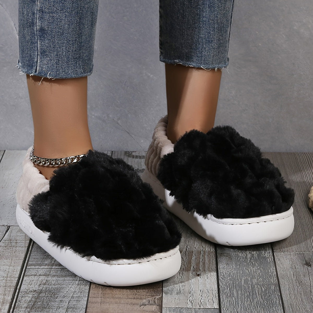 CozySlip | Warme geruite pantoffels voor dames - pluche gevoerd Slip-On Casual huisschoenen voor binnen