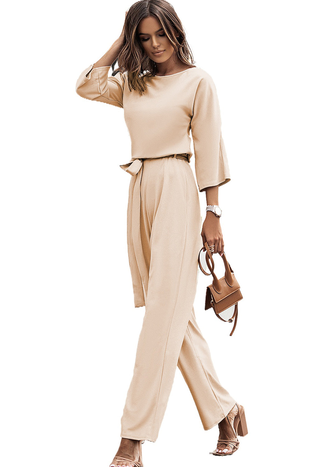 Sienna | Elegante abrikozen jumpsuit - Verfijnd en Tijdloos