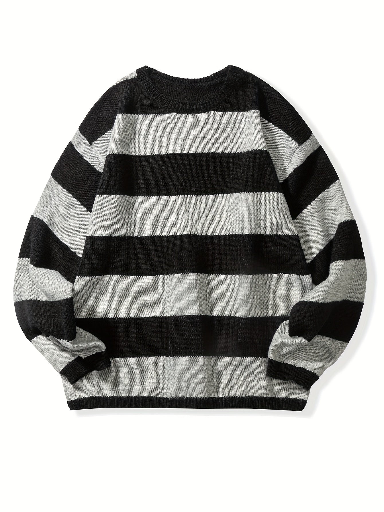 Diogo | Heren Preppy Retro Gestreepte Gebreide Trui, Casual Warme Stretch Crew Hals Pullover