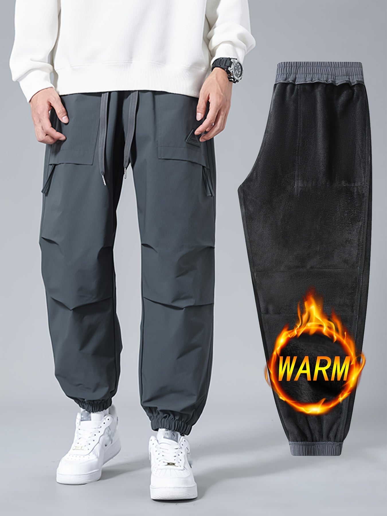 Alessandro | Heren winter warm-up broek, Casual losse pasvorm wijde pijpen, sportkleding met zakken