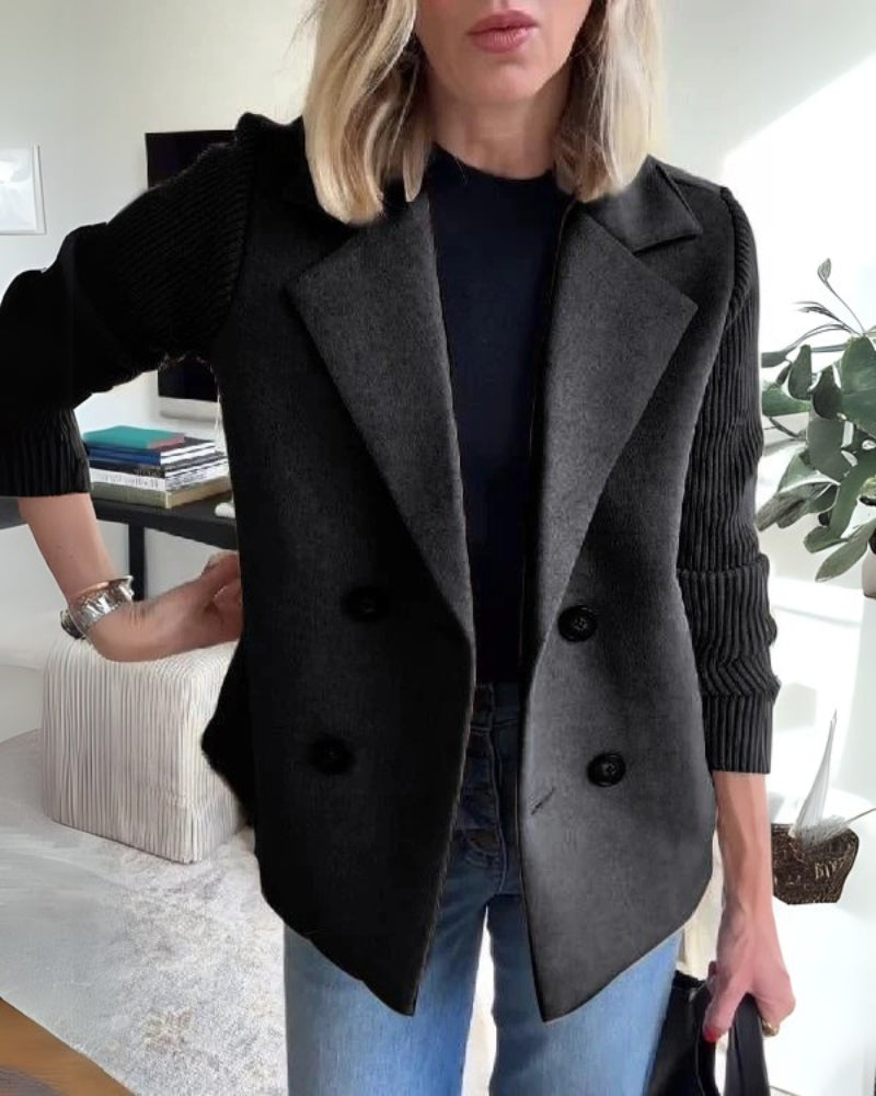 Vaida | Casual Blazer voor dames met gebreide mouwen - Elegant, zacht & stijlvol jasje