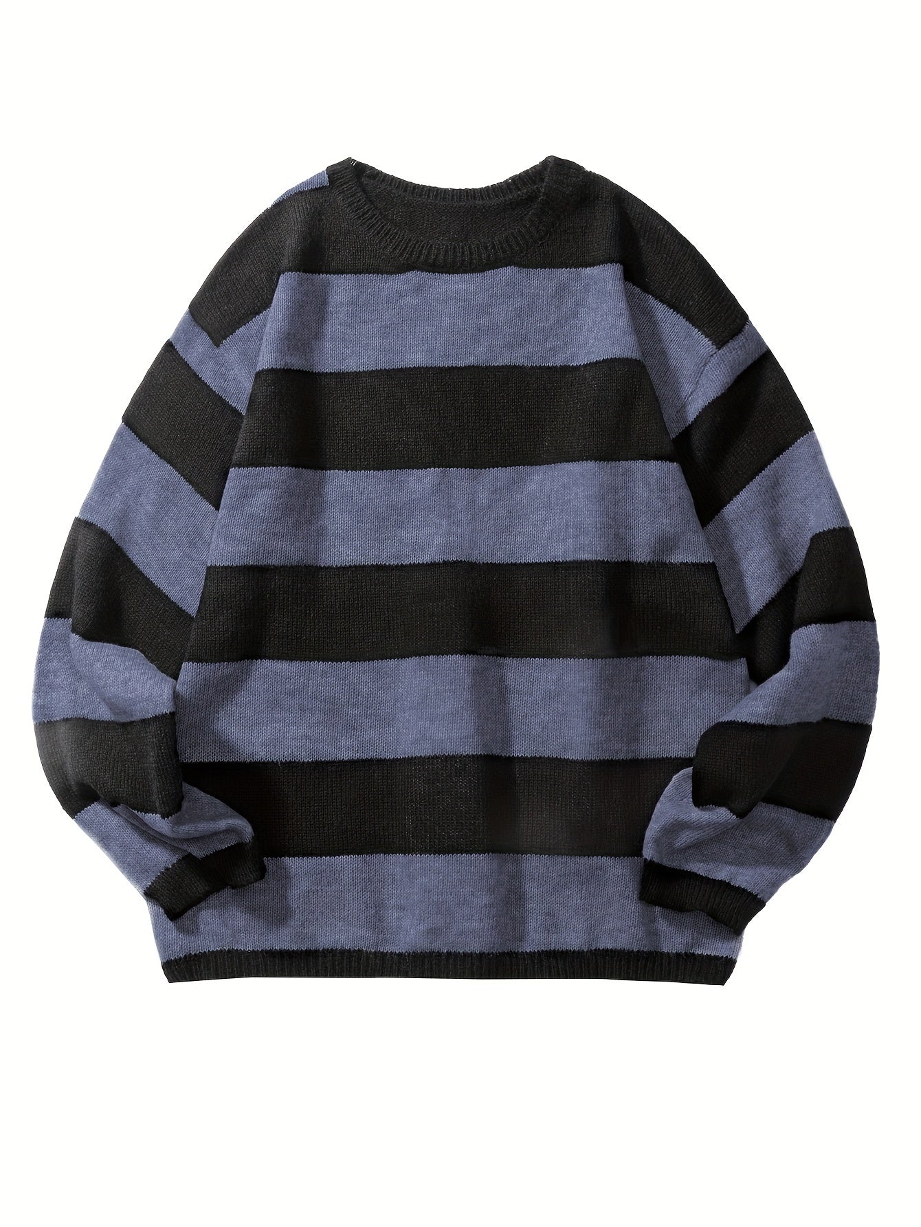 Diogo | Heren Preppy Retro Gestreepte Gebreide Trui, Casual Warme Stretch Crew Hals Pullover