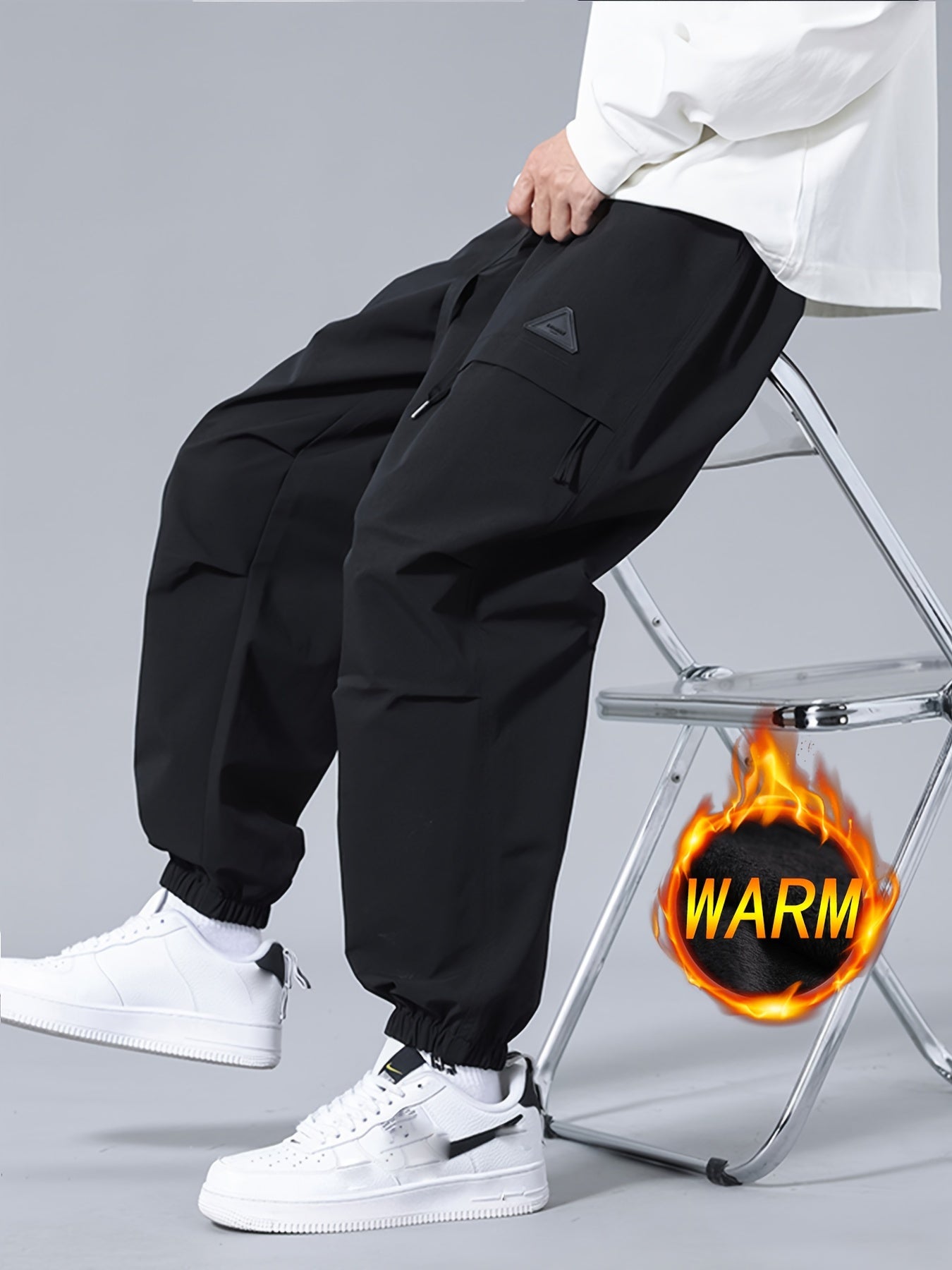 Alessandro | Heren winter warm-up broek, Casual losse pasvorm wijde pijpen, sportkleding met zakken