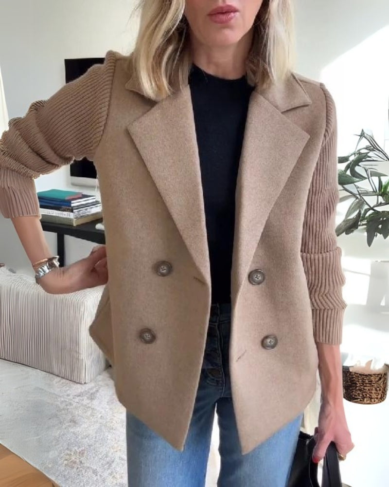 Vaida | Casual Blazer voor dames met gebreide mouwen - Elegant, zacht & stijlvol jasje