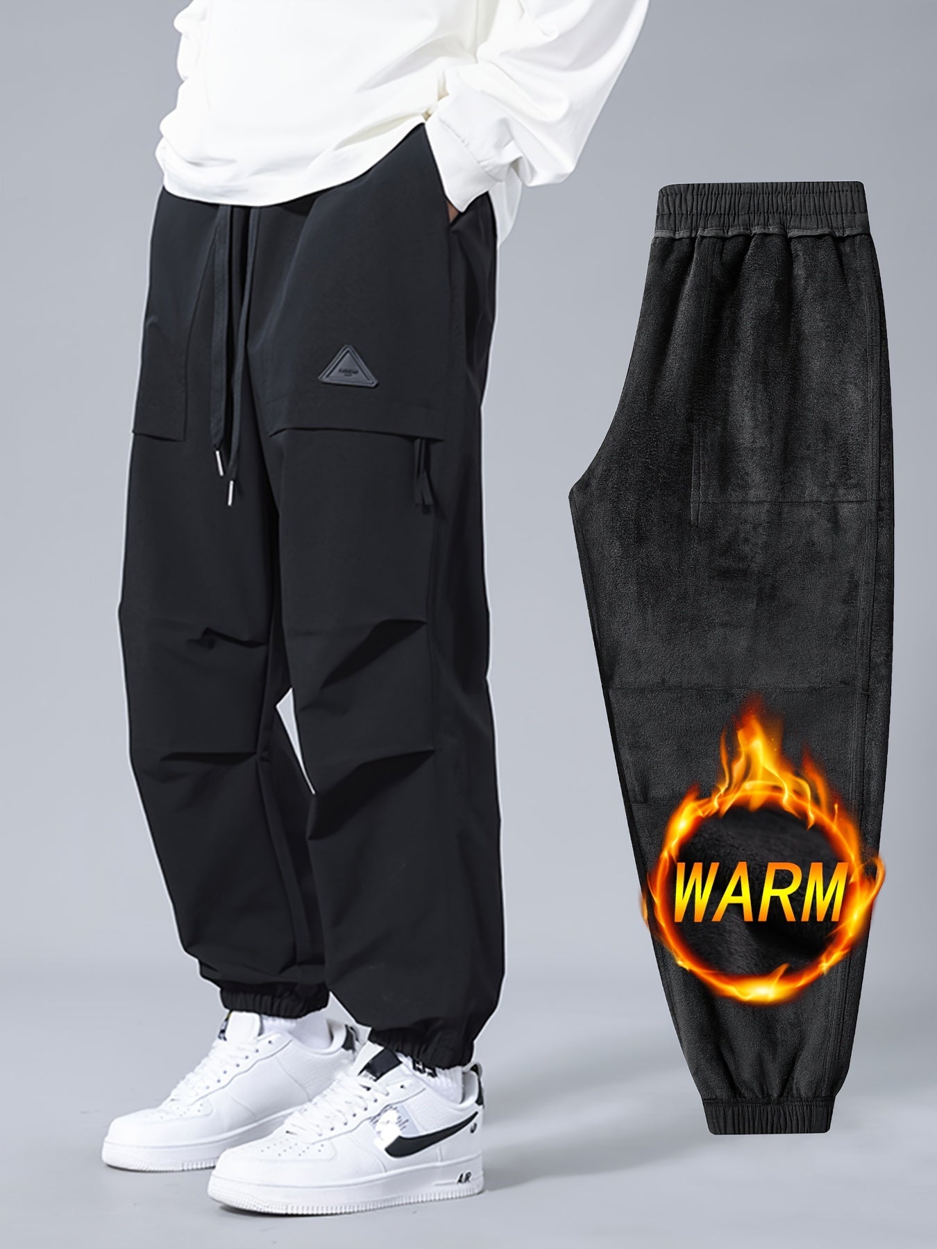 Alessandro | Heren winter warm-up broek, Casual losse pasvorm wijde pijpen, sportkleding met zakken