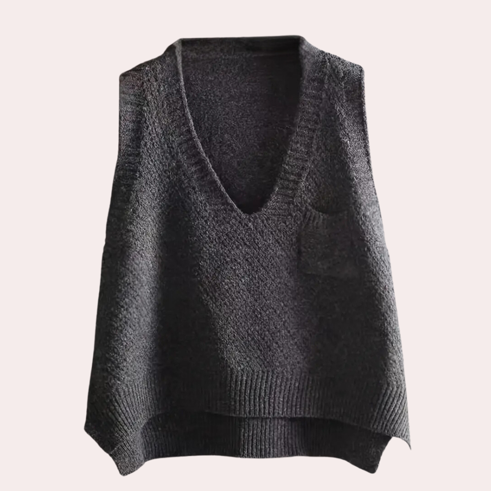 Annalyn | Stijlvol gebreid damesvest met V-hals en mouwloos vest - Casual & comfortabele top