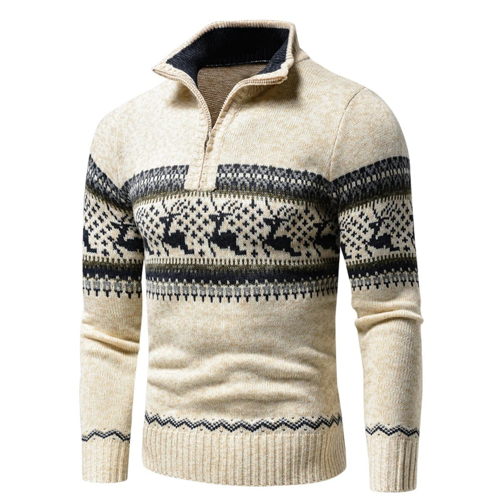 Thaddeus | Warme herensweater met halve rits, staande kraag, knus gebreid voor koud weer