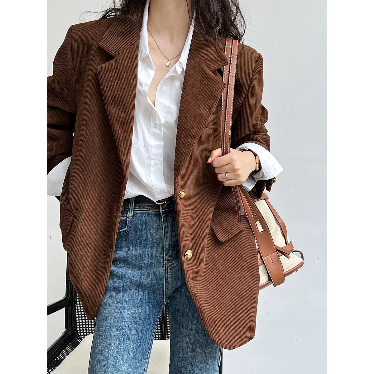 Peronelle | Oversized Corduroy Blazer voor dames - Casual Losjes Jasje