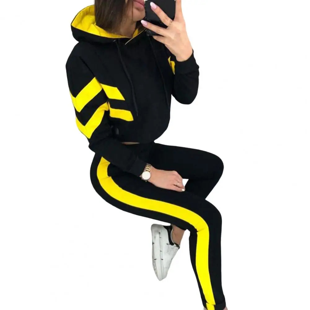 Polina | Trainingspak met kleurcontrasten voor dames - hoodie & broek-set, sportief en trendy vrijetijds-actief