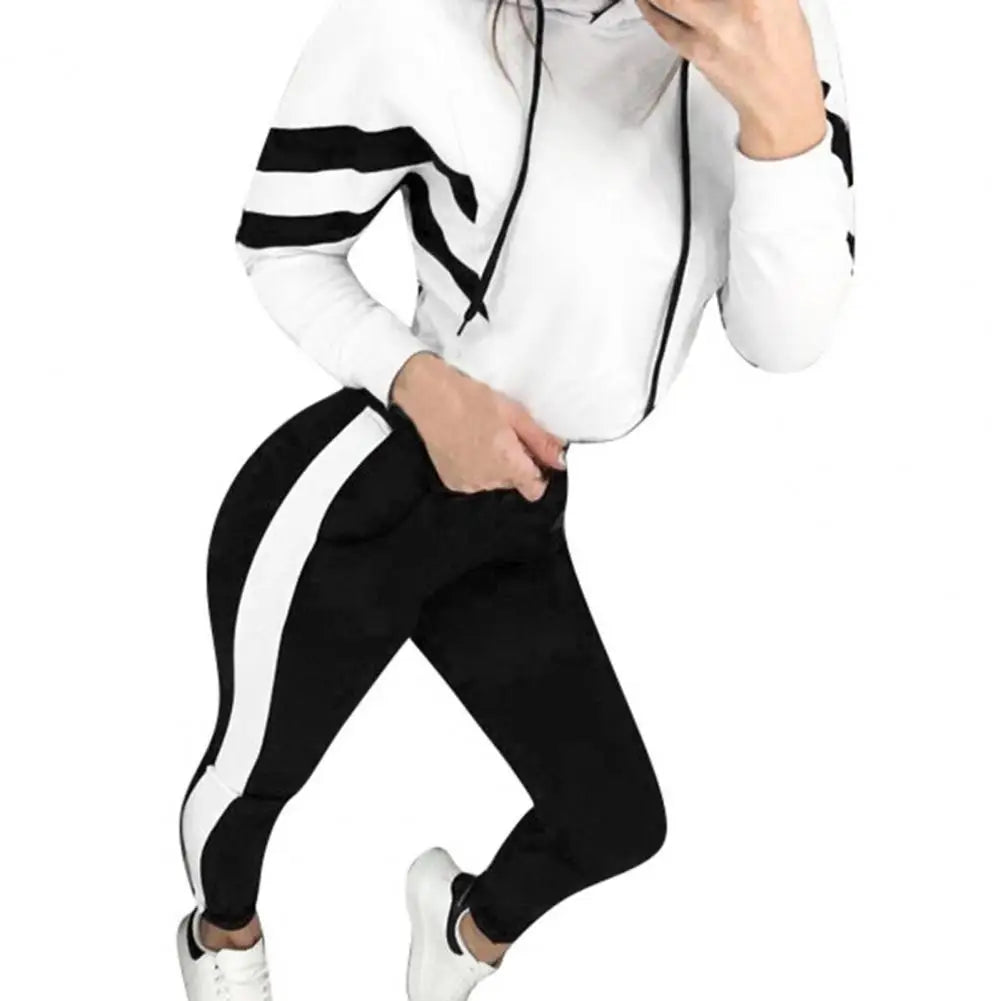 Polina | Trainingspak met kleurcontrasten voor dames - hoodie & broek-set, sportief en trendy vrijetijds-actief