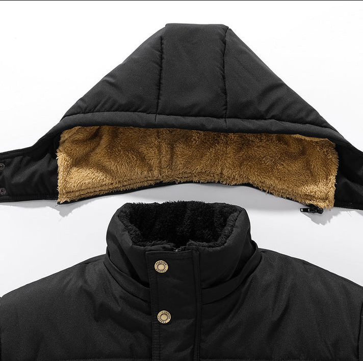 Calix | Heren Gevoerde Pufferjas met Fleece en Faux Fur Capuchon – Warme Winterjas met Zakjes