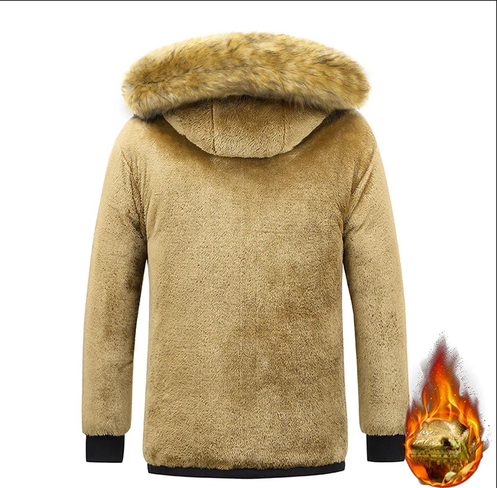 Calix | Heren Gevoerde Pufferjas met Fleece en Faux Fur Capuchon – Warme Winterjas met Zakjes