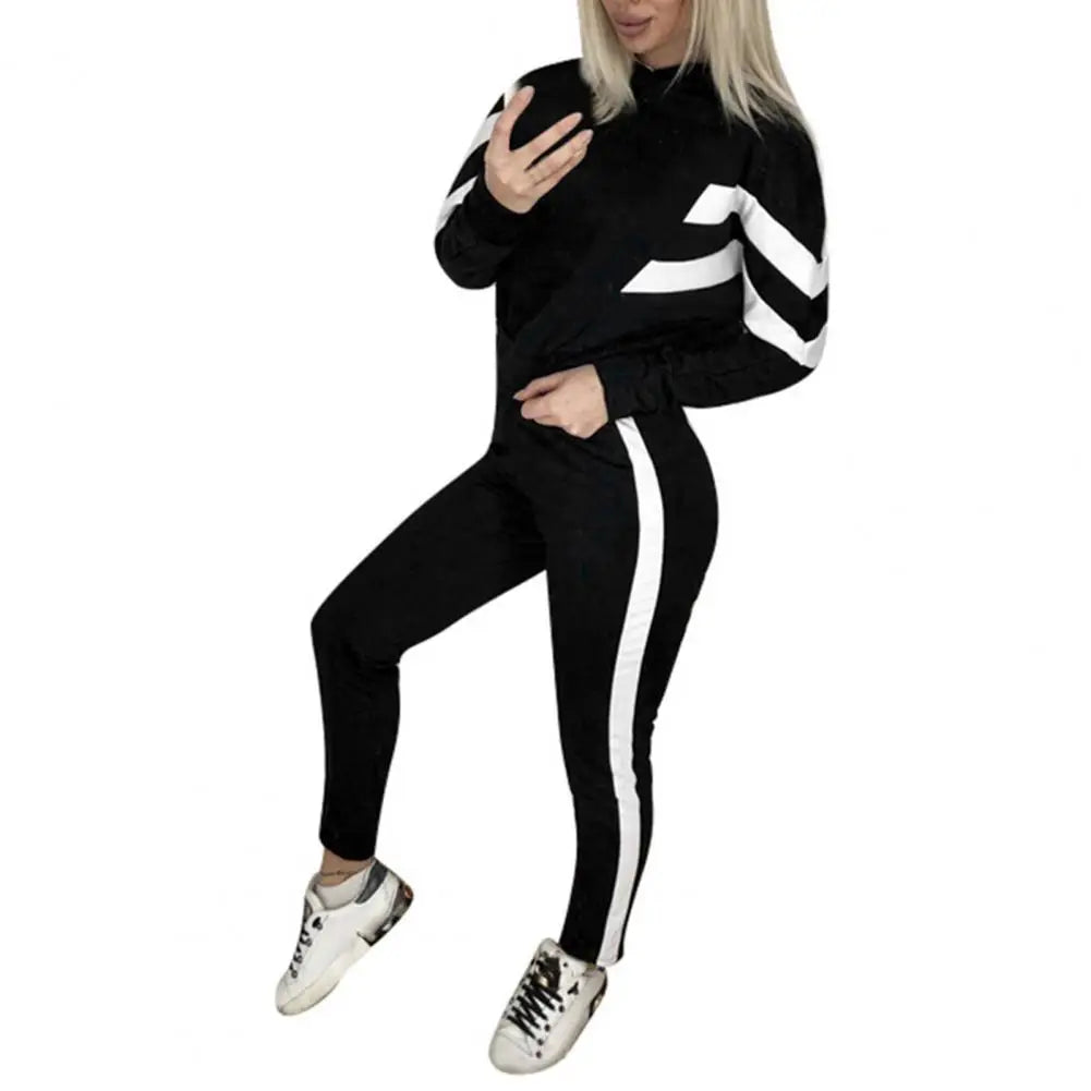 Polina | Trainingspak met kleurcontrasten voor dames - hoodie & broek-set, sportief en trendy vrijetijds-actief