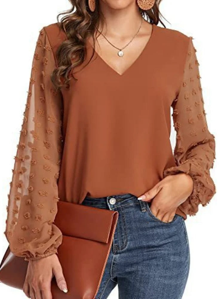 Amelie - V-hals Chiffon Blouse