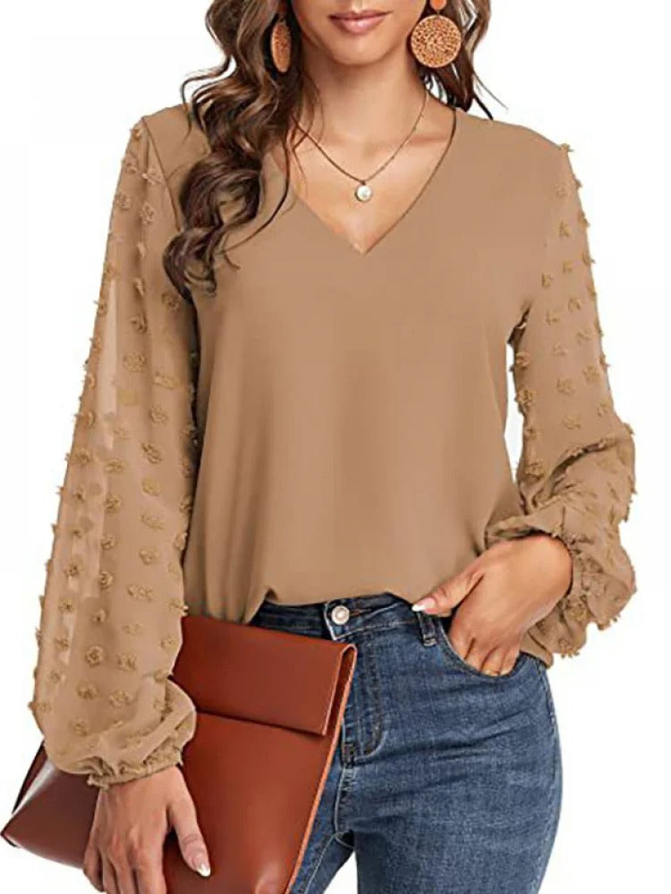 Amelie - V-hals Chiffon Blouse