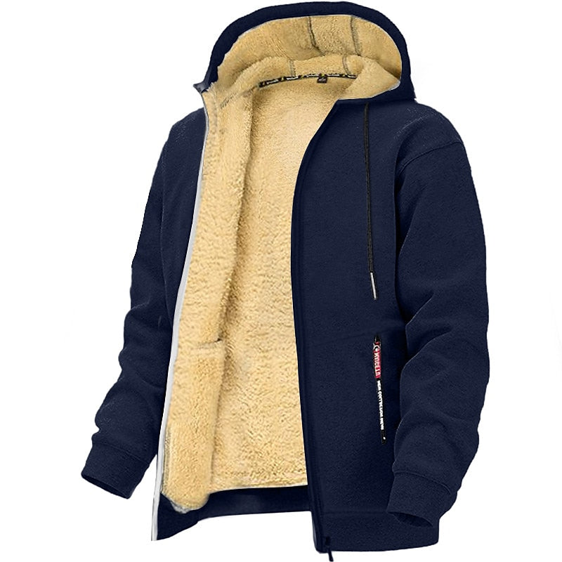 Russel | Heren winter fleece gevoerde ritssluiting met capuchon en zakken - warme casual bovenkleding