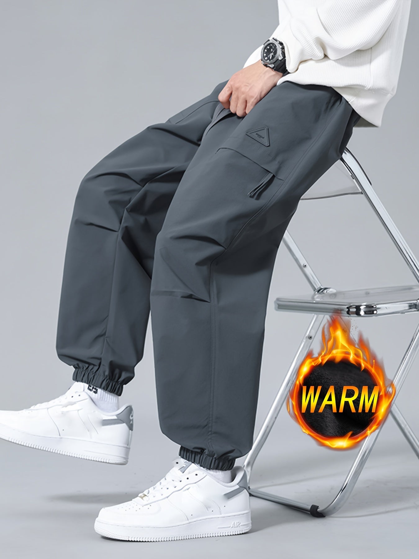 Alessandro | Heren winter warm-up broek, Casual losse pasvorm wijde pijpen, sportkleding met zakken