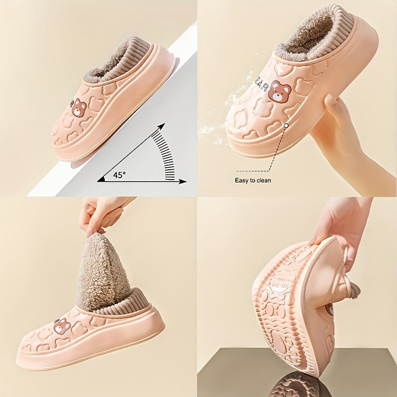 Evia | Winter Warme Pluizige Pantoffels voor Dames - EVA Bovenkant & Zool, Flanellen Voering, Slip-on