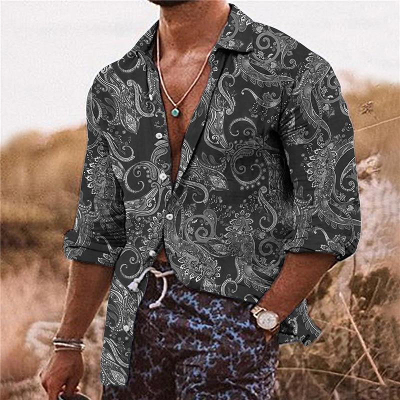 Hugh | Casual shirt met paisleyprint en lange mouwen