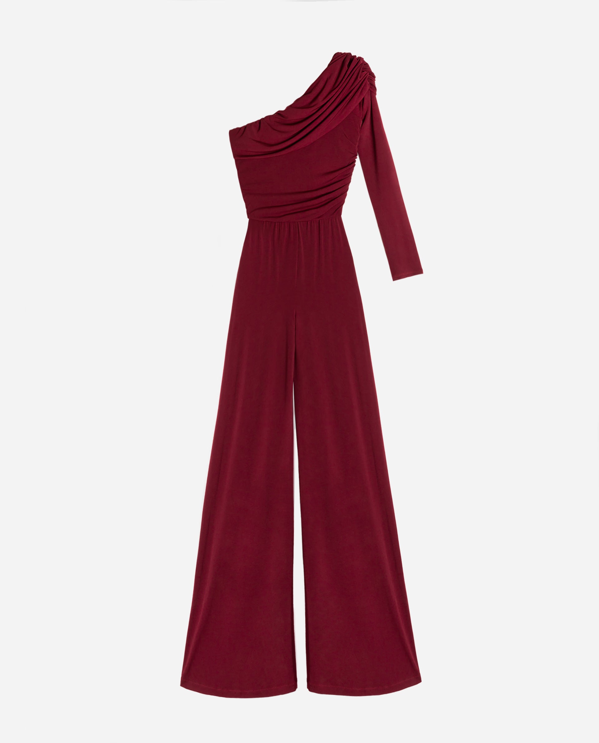 Diona | Elegante bordeauxrode jumpsuit met één schouder